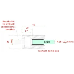 DOPREDAJ! Svorka plochá, sklo 6 - 10,76 mm, brúsená AISI 316 DOPREDAJ! Svorka plochá, sklo 6 - 10,76 mm, brúsená AISI 316